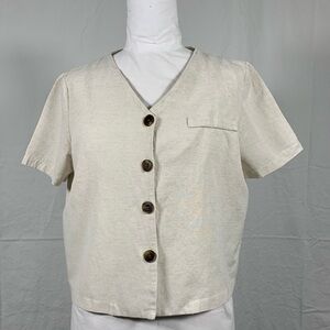 OHLA Short Sleeve Button Down Top